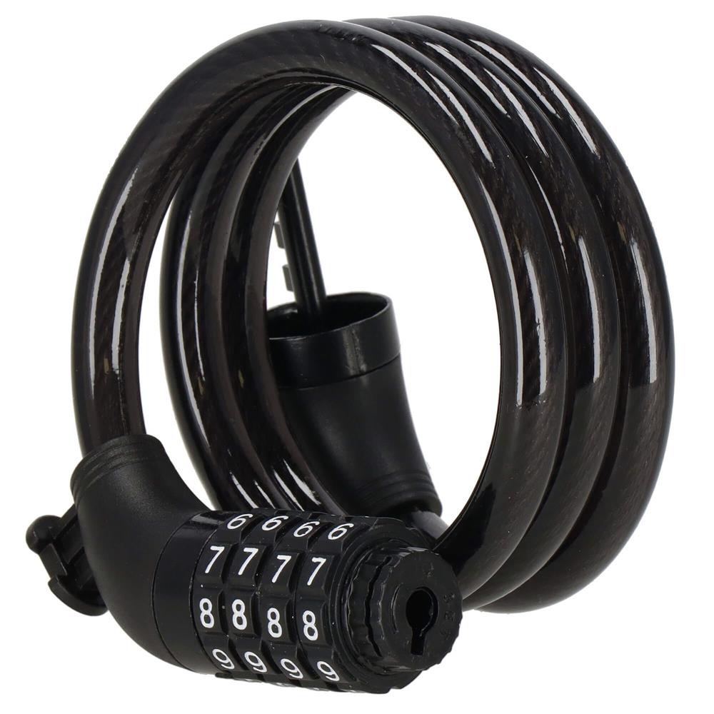 Lant antifurt bicicleta si trotineta, inchidere cifru, lungime 95 cm, Otel, Negru