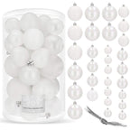Set globuri de Craciun, 30 bucati, 3 modele, 4/5/6cm, alb