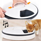 Hranitor automat pentru caini si pisici, sunet hranire, capacitate dispenser 6x70gr, cu display digital