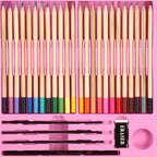 Set de pictura si desen pentru copii, 258 de piese, trusa plastic roz