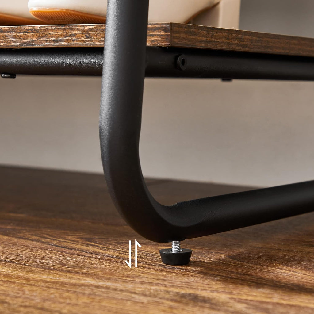 VASAGLE Raft pentru haine cu suport pentru pantofi, 2 polite, 6 carlige laterale, 45x100x160cm, maro rustic