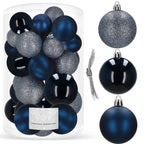 Set globuri de Craciun, 30 bucati, 3 modele, 4/5/6cm, albastru deschis