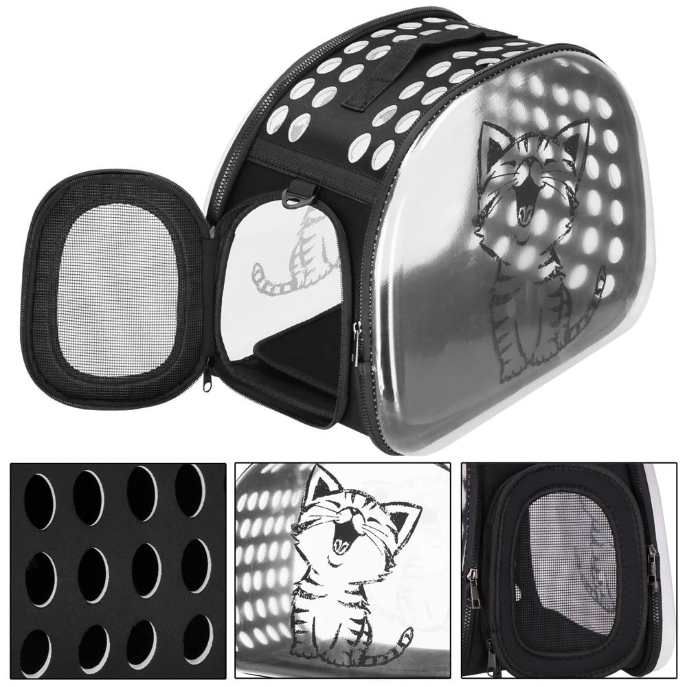 Geanta pentru transport animale de companie pisica sau catel, M, 42x26x32 cm, transparent