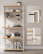 VASAGLE Raft de bucatarie cu spatiu pentru cuptorul cu microunde, 6 rafturi, otel, industrial, 40x80x167cm, maro stejar si alb