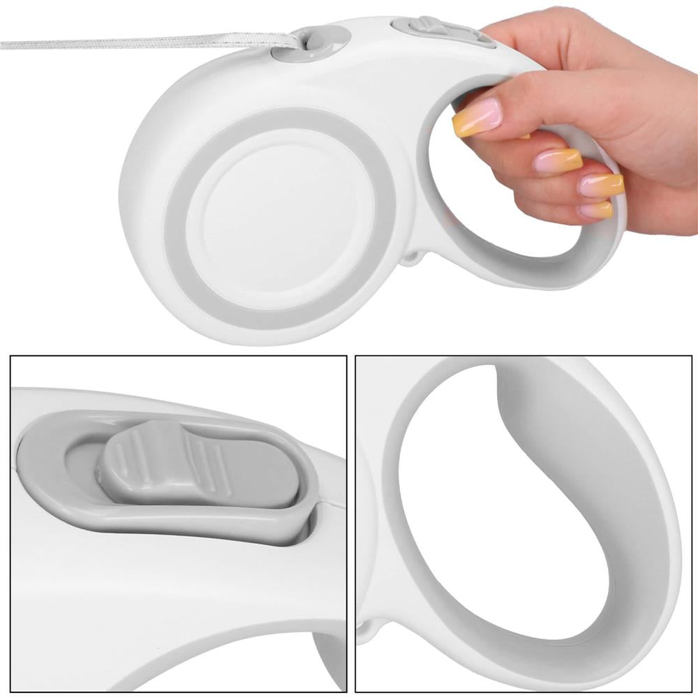 Lesa automata retractabila, pentru rase mari pana la 50kg, 500 cm, alb gri