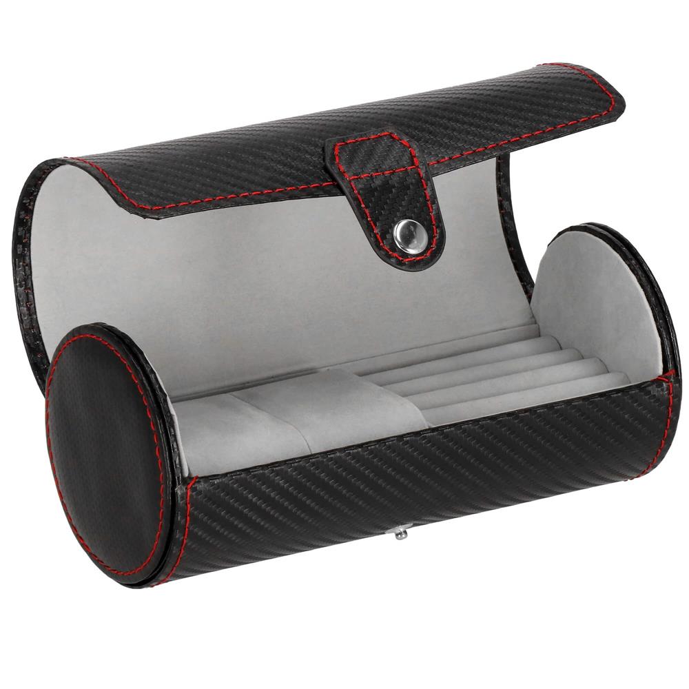 (DL) Cutie depozitare si organizare ceasuri si alte accesorii, MDF, piele ecologica, 20x9cm, negru