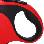 Lesa automata retractabila, pentru rase mari pana la 50kg, 500 cm, suport saci, negru rosu