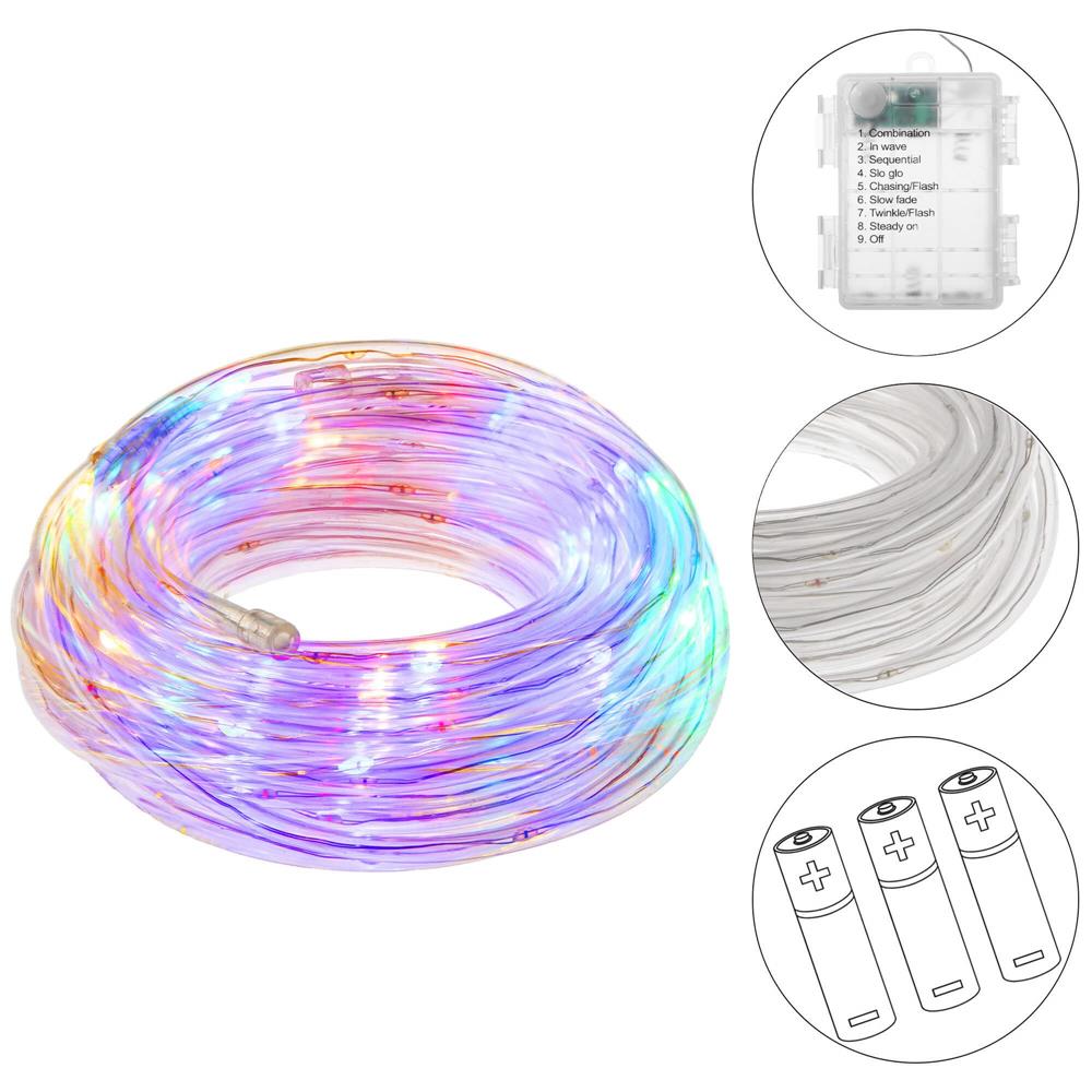 (DL) Instalatie tub furtun luminos pentru Craciun cu baterii 3xAA, 50 LED-uri, 5m, multicolor