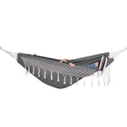 Hamac doua persoane cu franjuri si 2 perne, 200kg, 200×150 cm, gri inchis