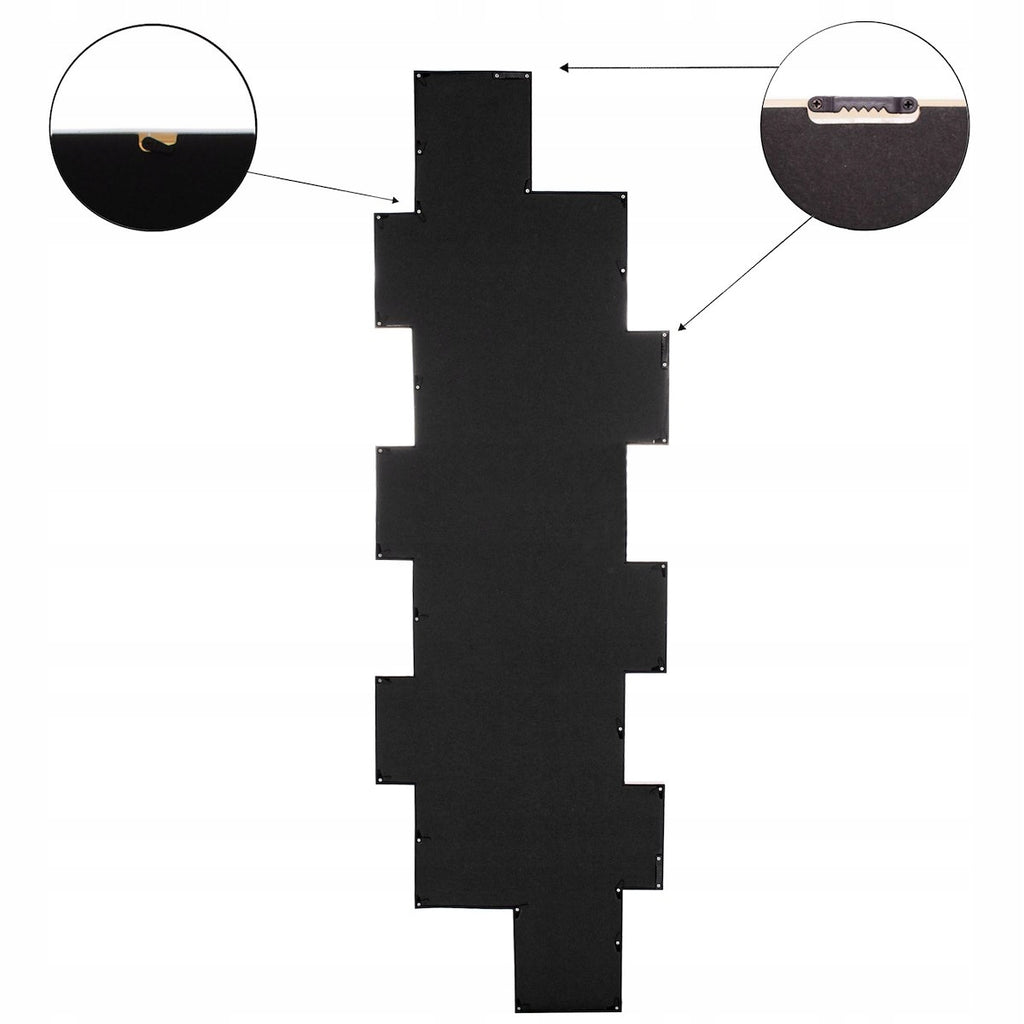 Rama foto de perete, colaj de 14 fotografii, 36x118cm, negru