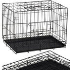 Cusca pentru animale, 2 usi, Pliabila din metal, M, Negru, 50x42x34 cm