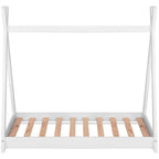 Pat din lemn pentru copii, model TeePee, somiera inclusa, 61x146x130 cm, alb