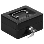 Caseta pentru bani tip cutie de valori, compartimentanta, cu cheie, metal, 15x12x8cm, negru