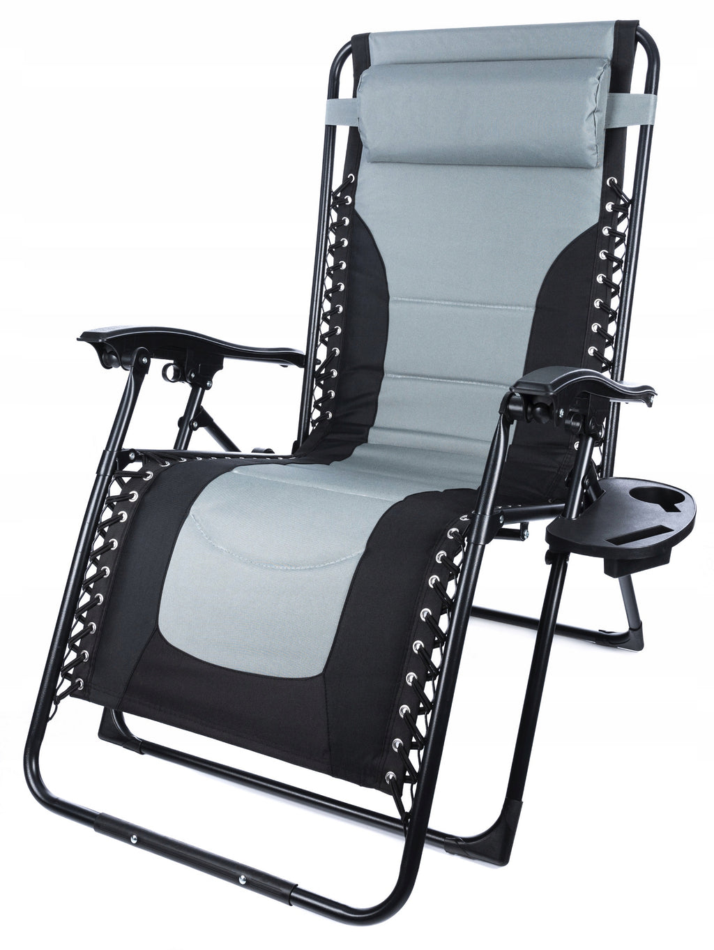 Sezlong scaun pliant plaja sau gradina, Siesta, gravitatie zero, cu tetiera, 175x75x110 cm, negri gri