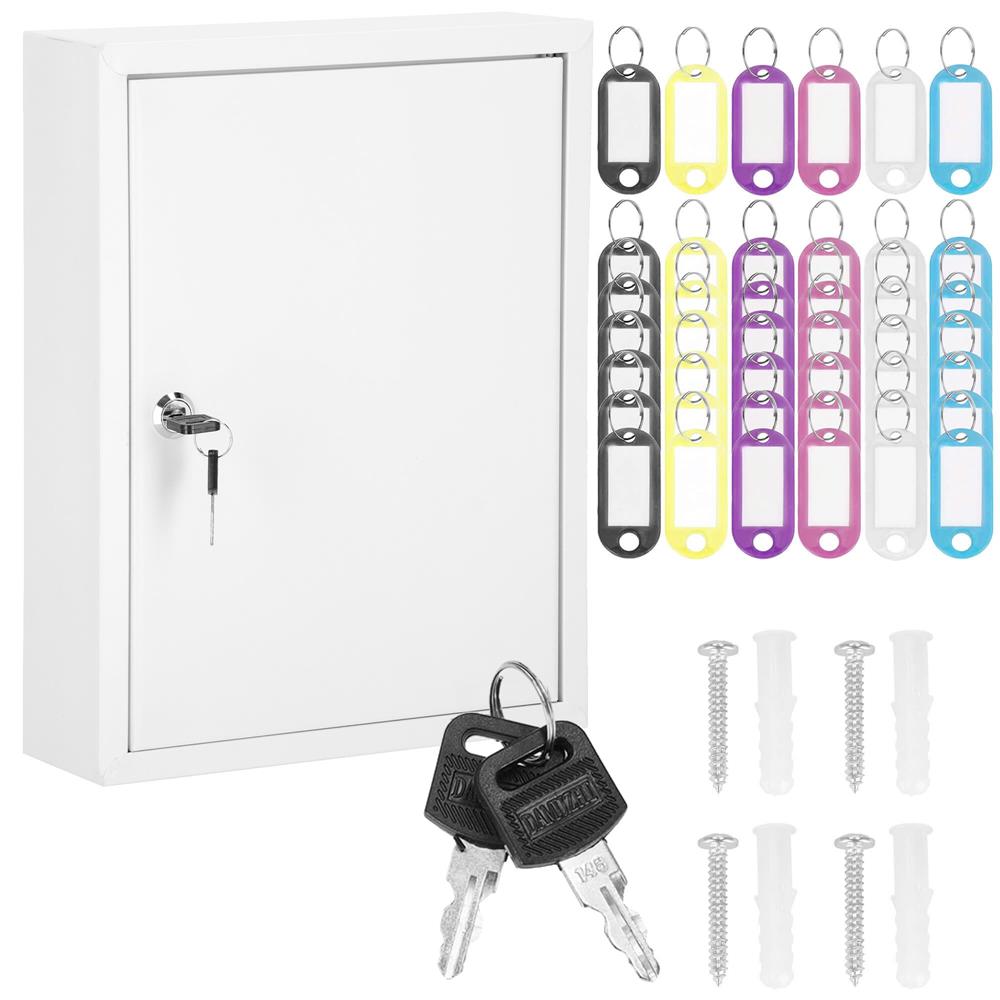 Cutie metalica din otel pentru 42 chei, echipata, 35x27x8cm, alba