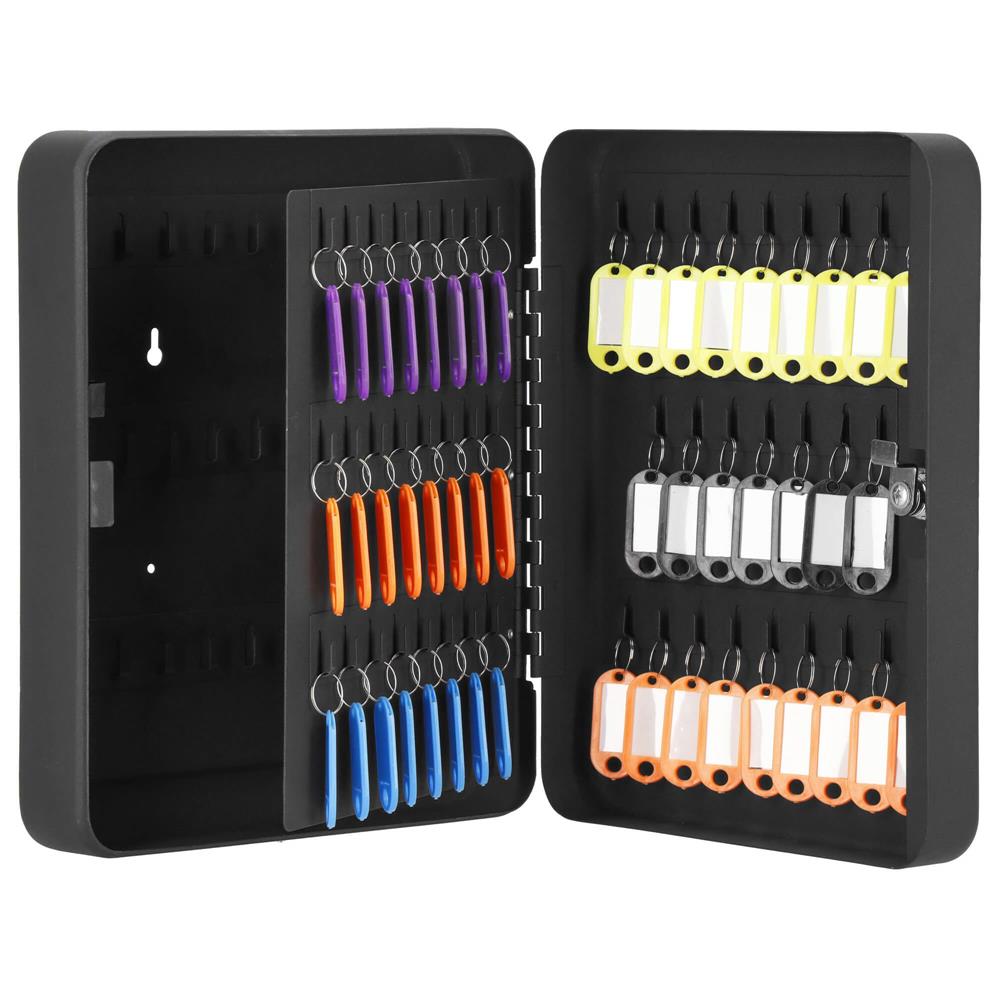 Cutie metalica din otel pentru 100 chei, echipata, 30x24x7cm, neagra