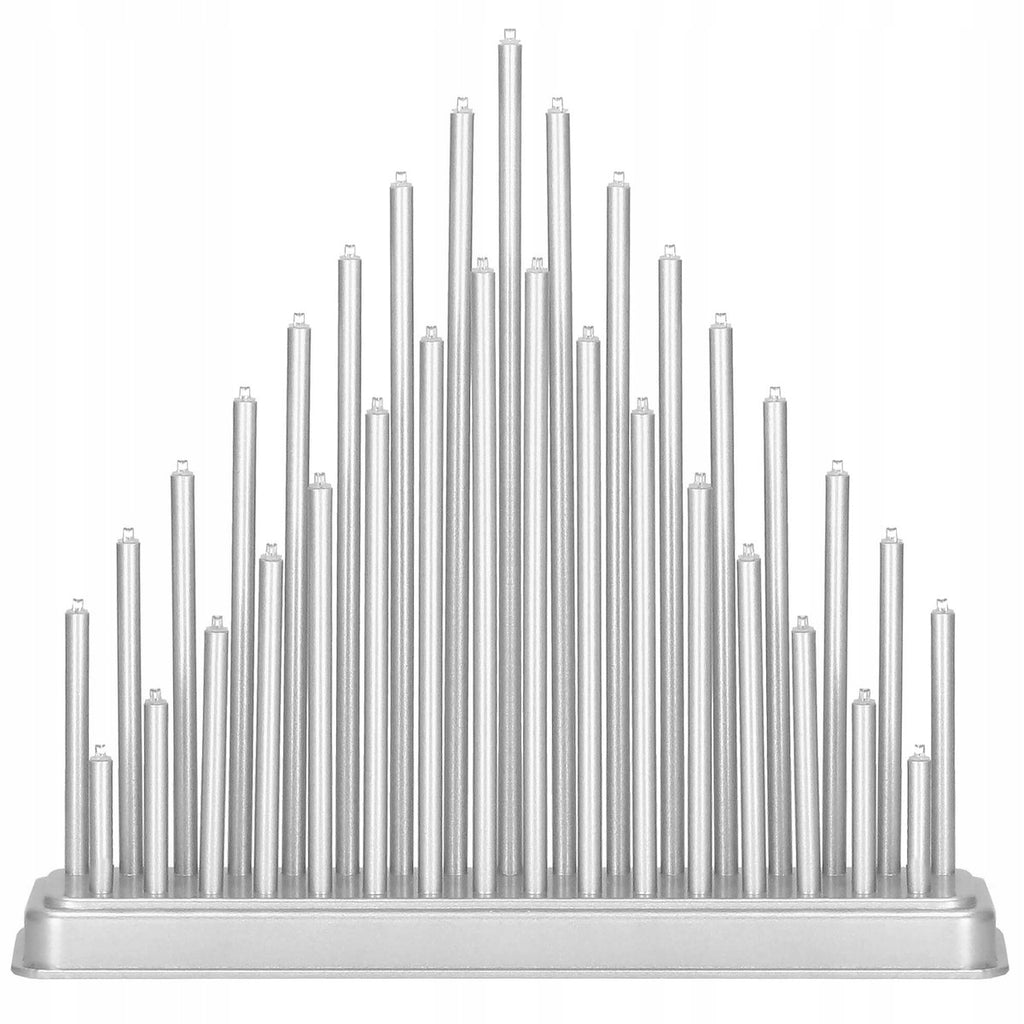 Lumanari decorative de Craciun, 33 becuri tip LED, culoare argintiu