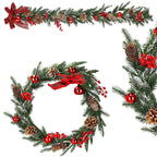 Ghirlanda artificiala decorativa de Craciun, aspect inzapezit, 150 cm, ace 3D, verde