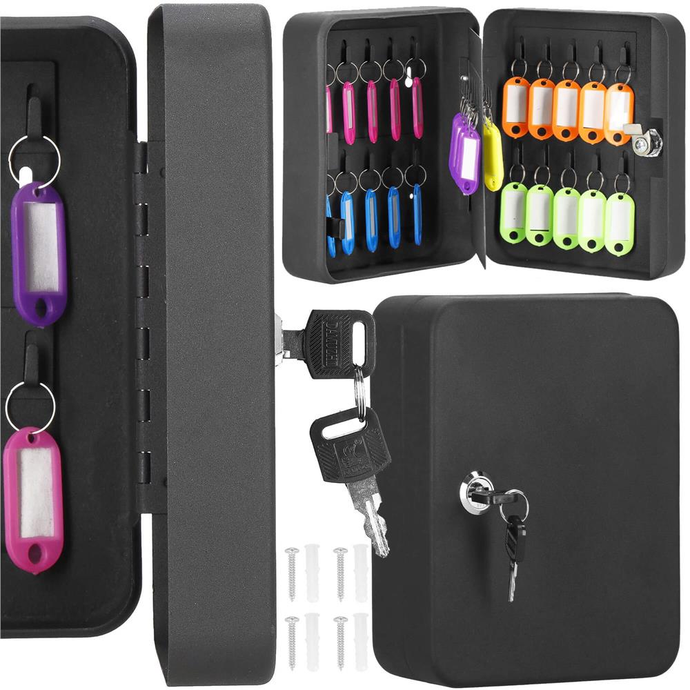 Cutie metalica din otel pentru 20 chei, echipata, 20x16x7.5cm, neagra