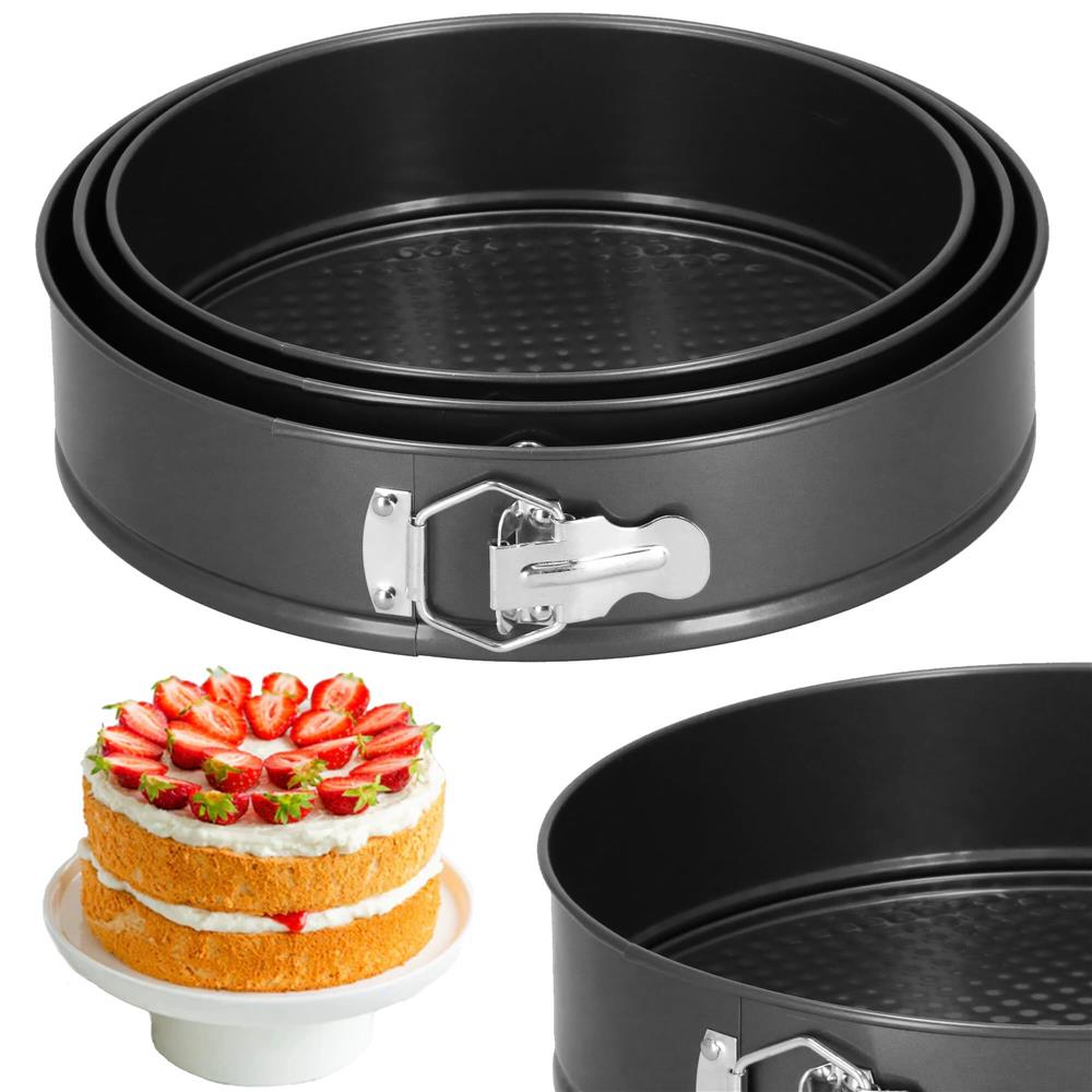 Set 3 forme de copt, 27, 25 si 23 cm, cu fund detasabil, gri