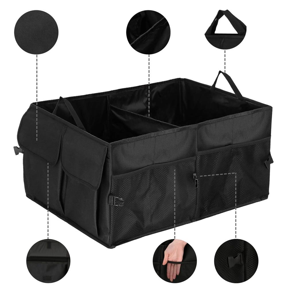 Organizator portbagaj pliabil, compartimentat, rezistent la apa, 56x40x26cm, negru
