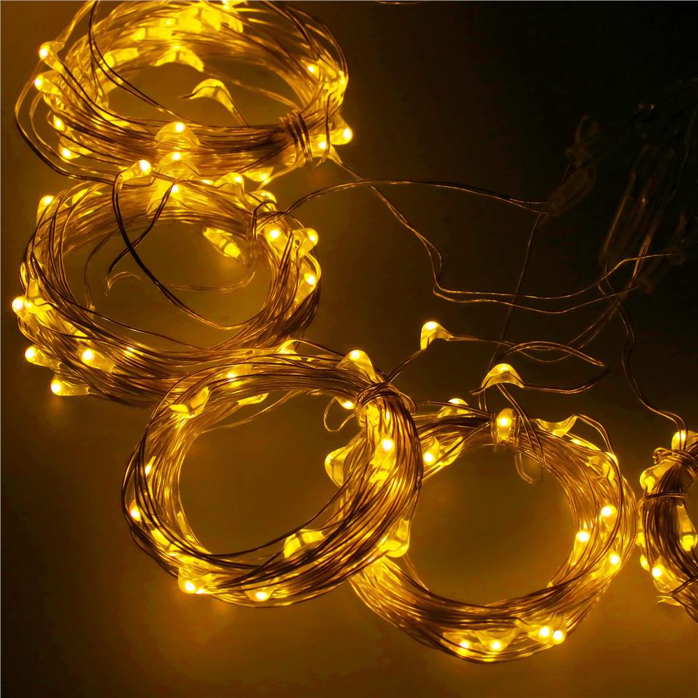 Perdea luminoasa 300 LED-uri, 3m, pentru interior/exterior, telecomanda, iluminare galbena
