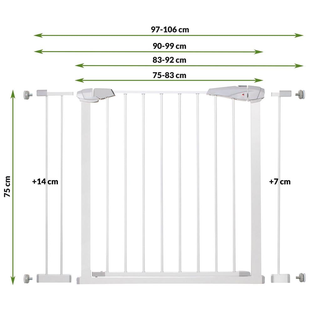 Poarta de siguranta Safety Gate pentru scari, ajustabila 97-106 cm, din otel, alba