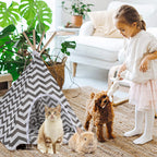 Cort de interior pentru catei, pisici si iepurasi, gri cu alb, 50x40x60cm