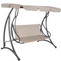 Leagan de gradina 190x115x176 cm, pentru 3 persoane, copertina reglabila, perne incluse, cadru otel si material impermeabil, bej