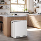 SONGMICS Cos gunoi dublu 59x32x65 cm, 2x30L, cu pedale si galeata detasabila, alb