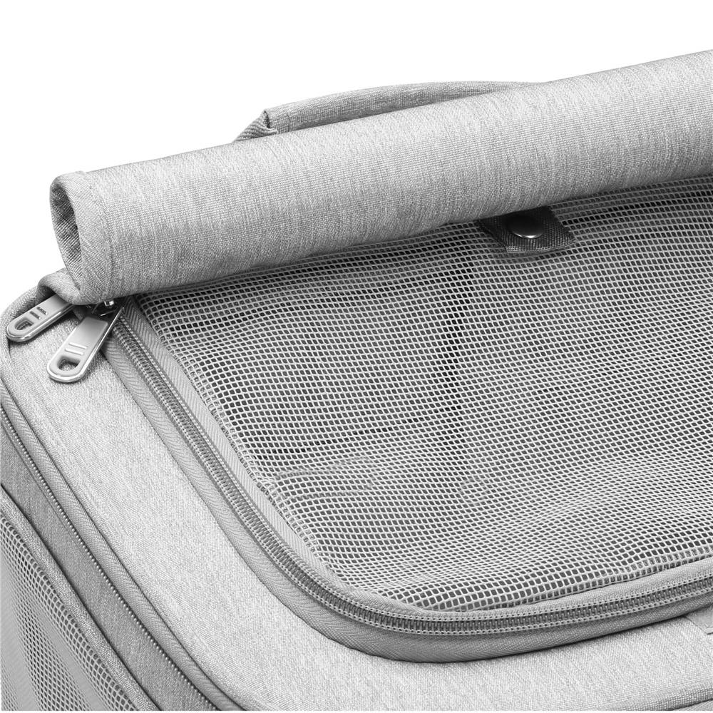 Carucior tip troller pentru transport animale, dublu cu 2 compartimente separate, maxim 22 kg, 55x34x26 cm, gri