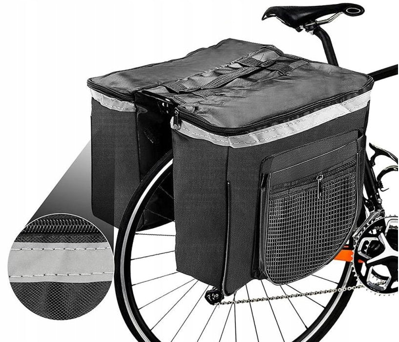 Geanta bicicleta spate 34x12x32 cm, 20L, poliester impermeabil, prindere pe portbagaj, negru