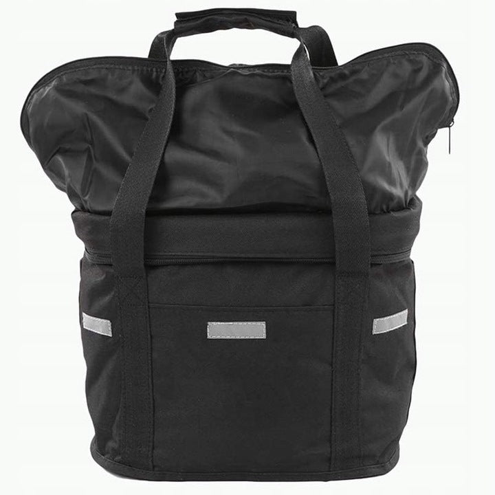 Cos bicicleta fata 34x24x25 cm, aluminiu si material textil, sistem click, cu husa ploaie, negru