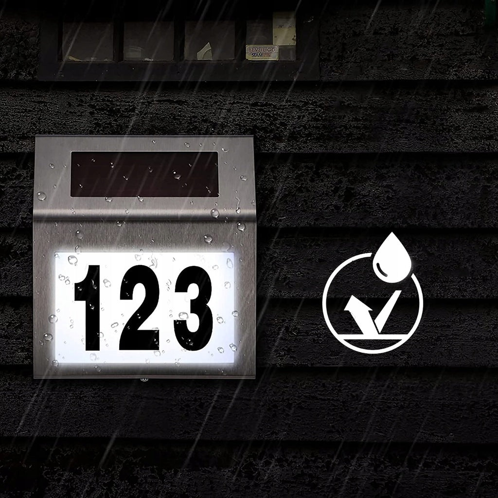 Lampa solara LED afisare numar de casa, inox, kit montare inclus, 20x18x3 cm