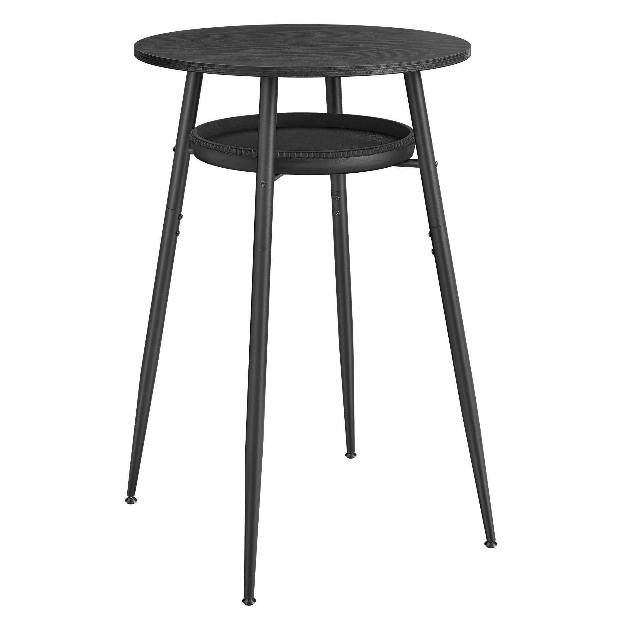 VASAGLE Masa de bar neagra, 70x70x91 cm – design elegant cu piele artificiala, blat 60 cm, stabila si usor de asamblat