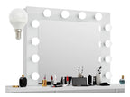 Masa de toaleta si machiaj cu oglinda LED si 7 sertare, 120x43x140 cm, alb
