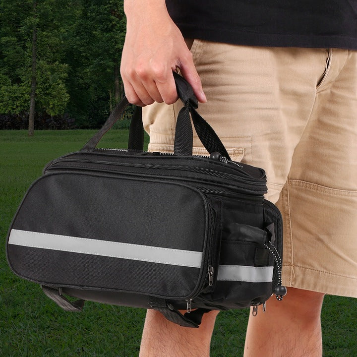 Geanta bicicleta spate 32x17x28 cm, 30L, extensibila, poliester impermeabil, cu elemente reflectorizante, negru