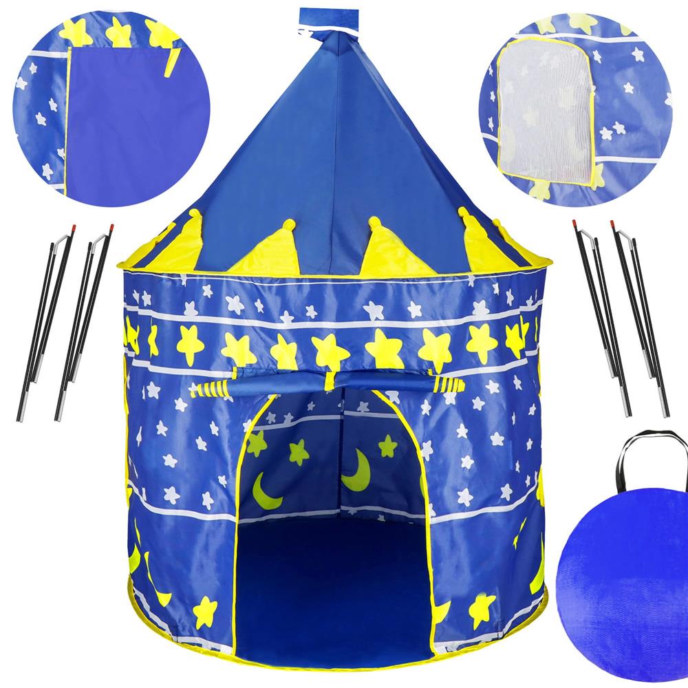 Cort Castel de joaca pentru copii, pliabil, 100x140 cm, albastru