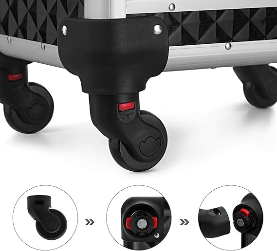 SONGMICS Valiza pentru cosmetice cu roti, profesionala, inchidere cu cheie, 24x34x56cm, negru