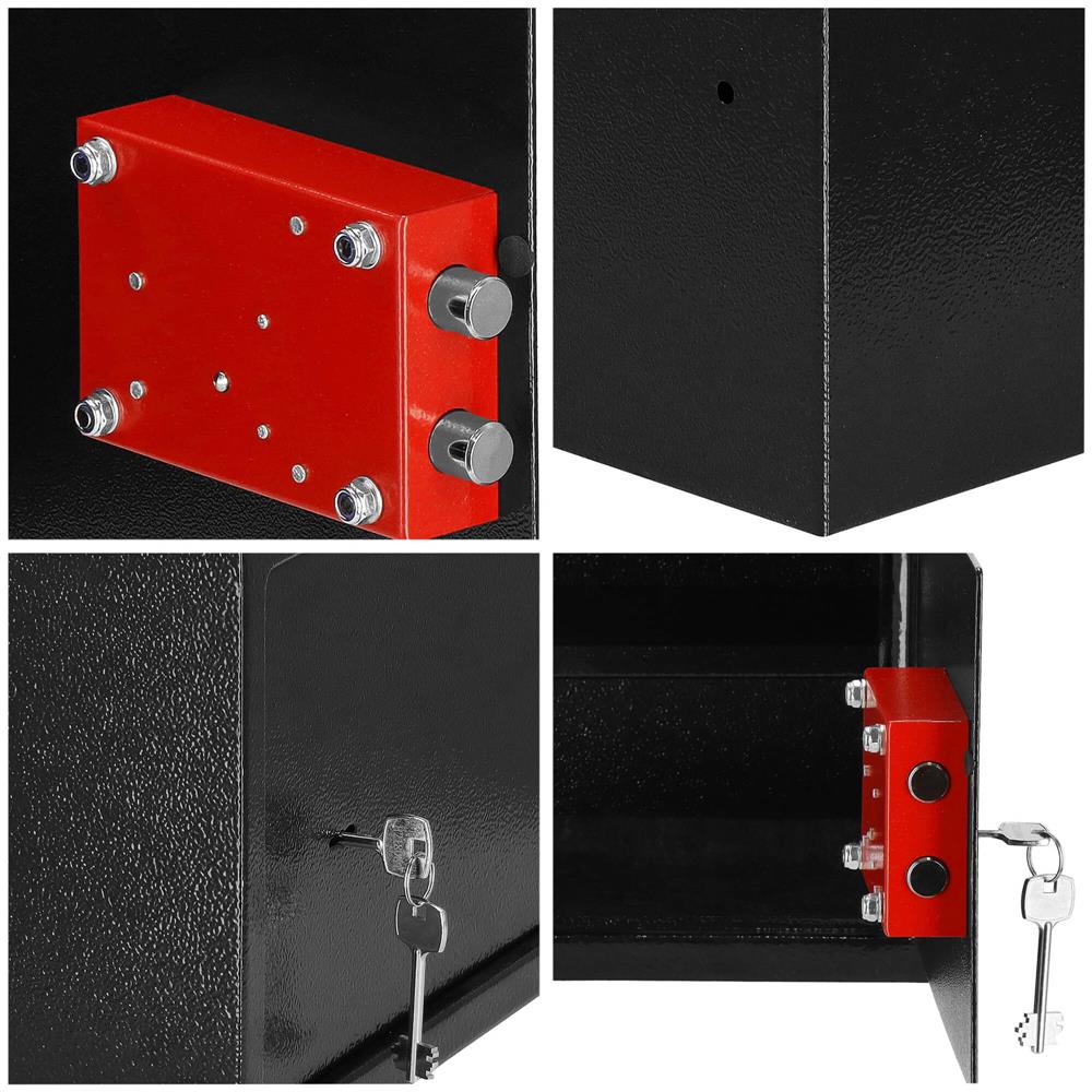 Seif standard cu cheie, 250x350x250 mm, Otel, Negru