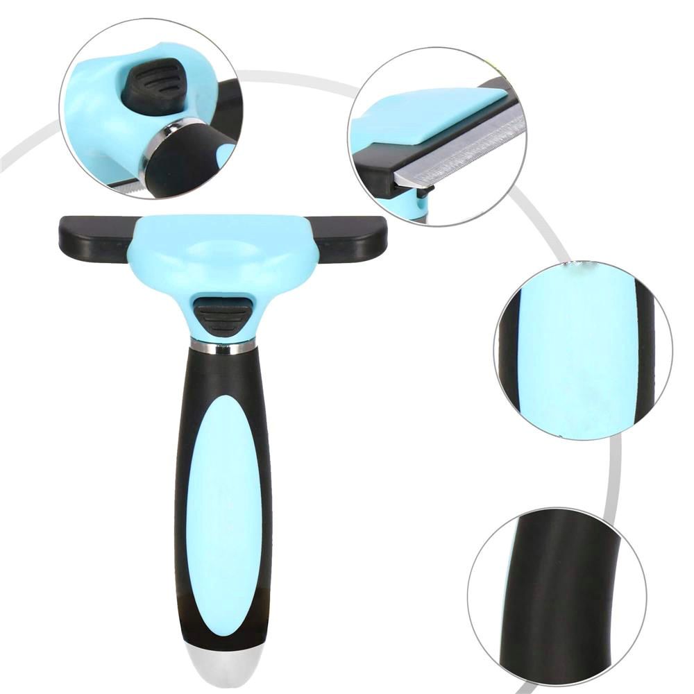 Perie trimmer pentru caini si pisici cu par lung sau scurt, autocuratare, lama 10cm, negru albastru