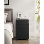 SONGMICS Dulap mobil tip rollbox pentru birouri, din otel, sertar cu sina dosare A4, 39x52x60 cm, negru