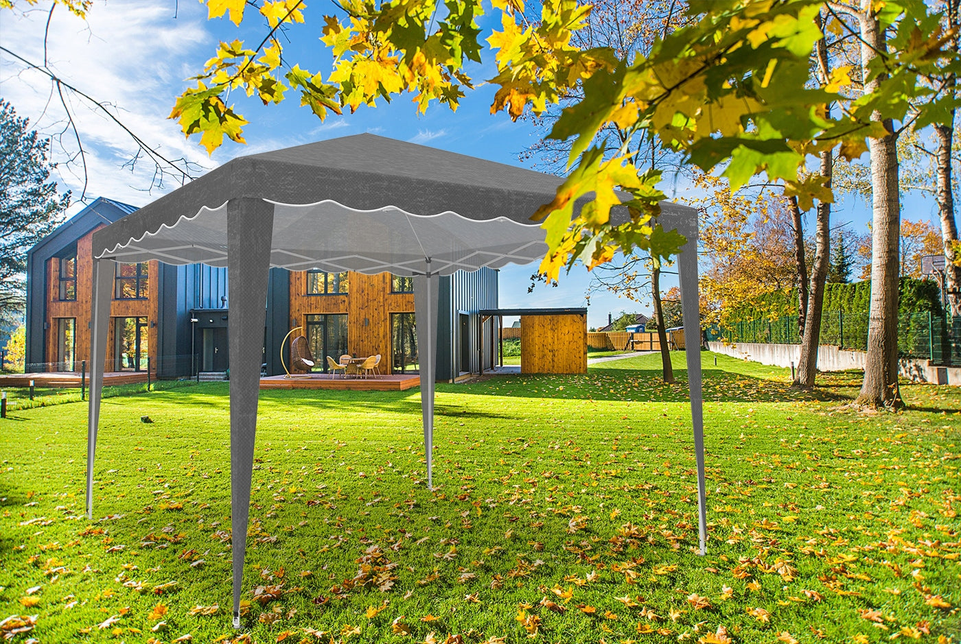 Cort pavilion de gradina pliabil automat pop-up, impermeabil, cu protectie UV, 300x300cm, gri