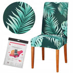 Husa pentru scaun, marime universala, poliester si spandex, verde cu model floral