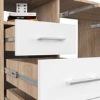 Birou ANA pentru calculator, cu 3 sertare si 1 usa, 124x52x74 cm, stejar sonoma si alb