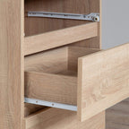 Birou computer cu 3 sertare si raft pentru tastatura, 90x50x77 cm, stejar sonoma