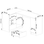 Birou colt stanga cu 3 sertare si rafturi, 155x85x77 cm, alb