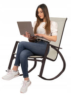 Scaun balansoar de gradina din metal si textil, 60x104x95 cm, capacitate 120 kg, crem