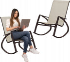 Scaun balansoar de gradina din metal si textil, 60x104x95 cm, capacitate 120 kg, crem