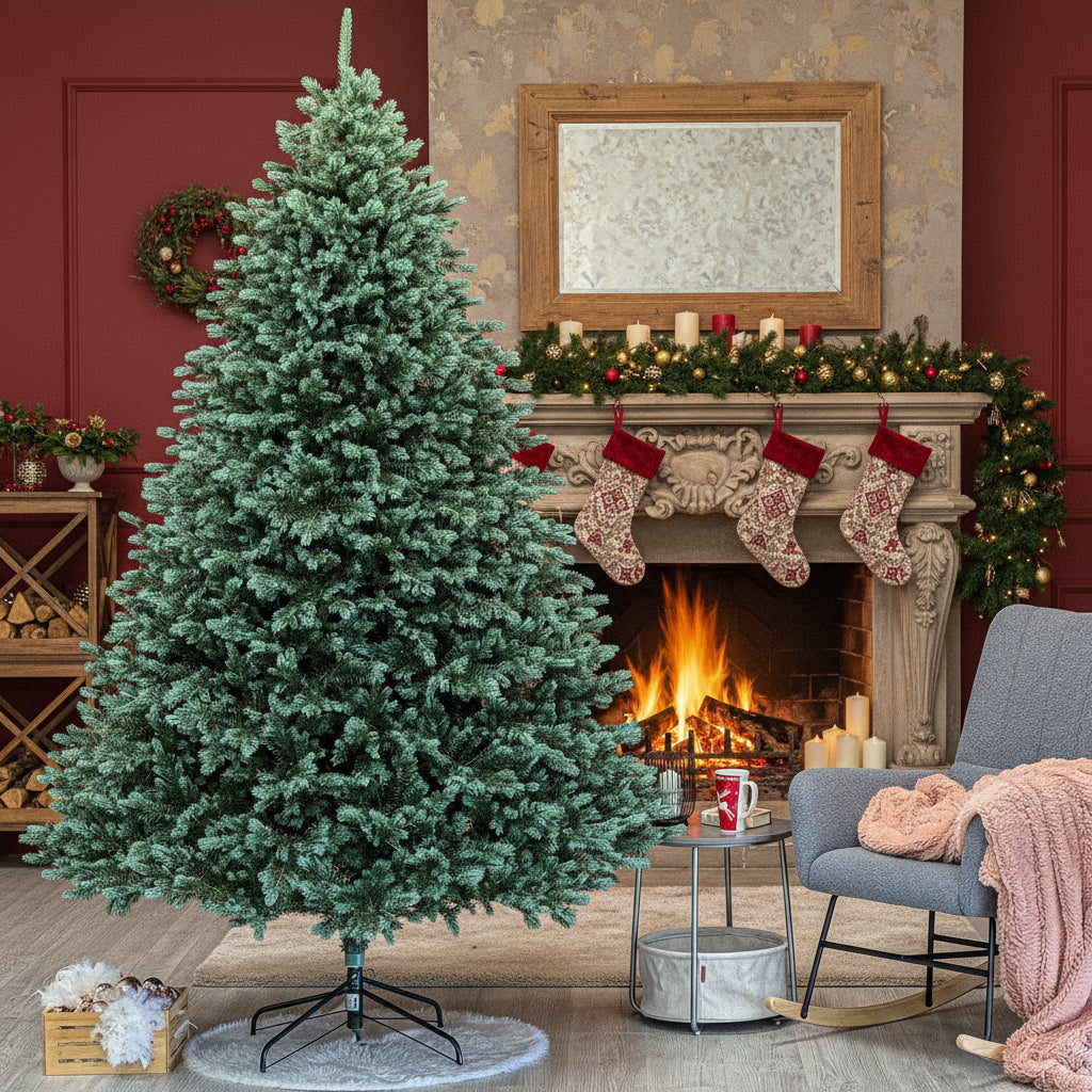 Brad artificial Christmas Deluxe by , Alaska Select verde argintiu, integral 3D, 250 cm